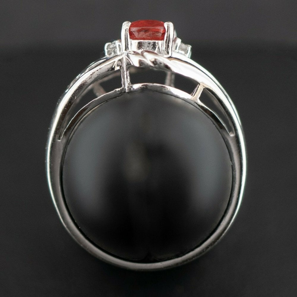 18ct White Gold Spessartite Garnet & Diamond Ring 4.2g Size N