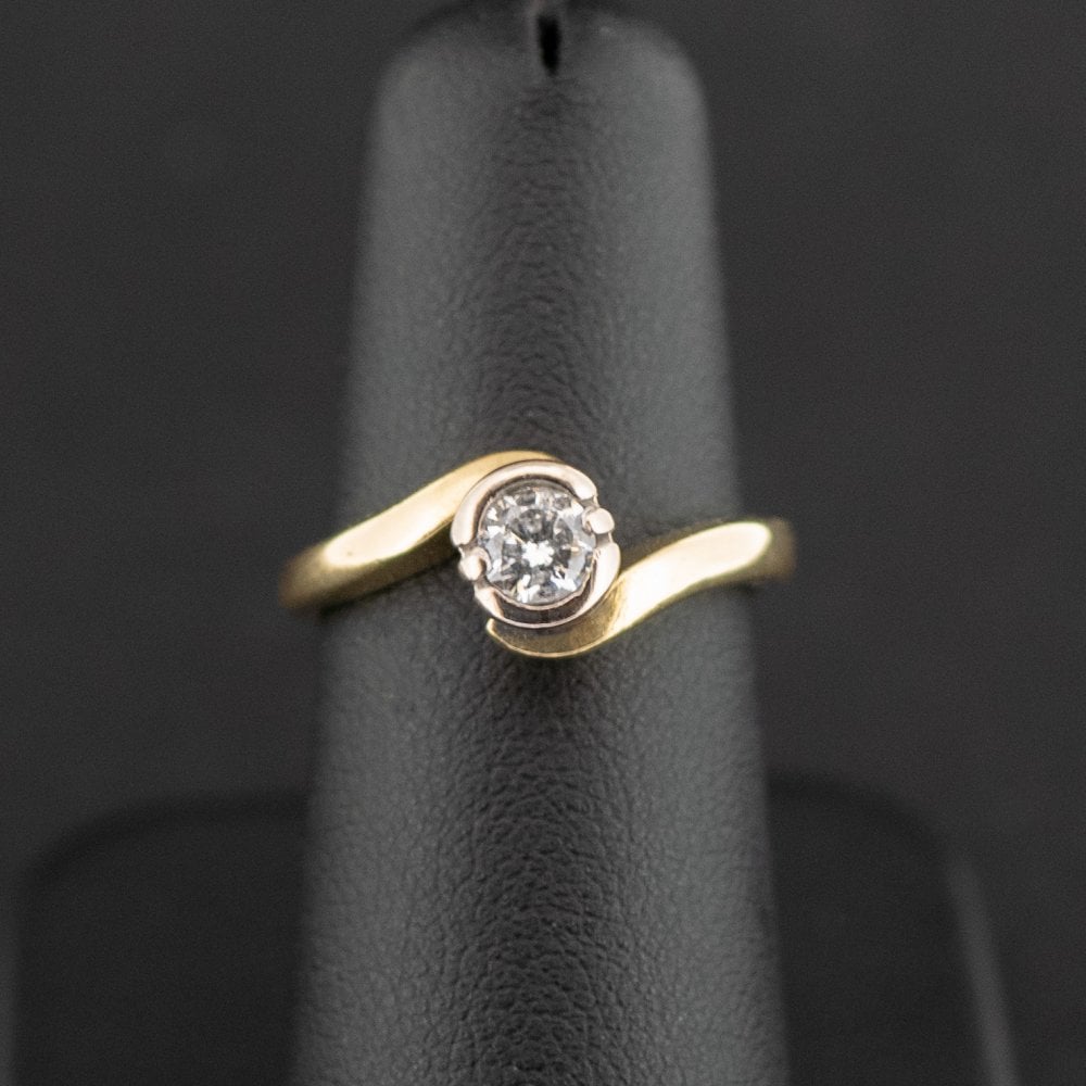 18ct Yellow Gold 0.33ct Diamond Solitaire Ring 4.4g Size K
