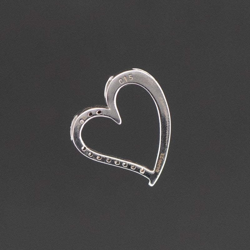 9ct White Gold 0.15ct Diamond Heart Pendant 2.3gms