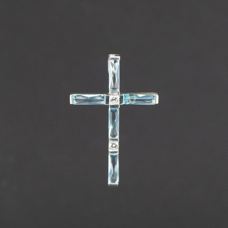 Silver 925 Blue Stone Cross Pendant 3.7 grams
