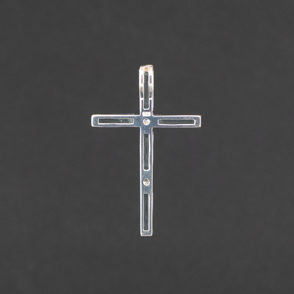 Silver 925 Blue Stone Cross Pendant 3.7 grams