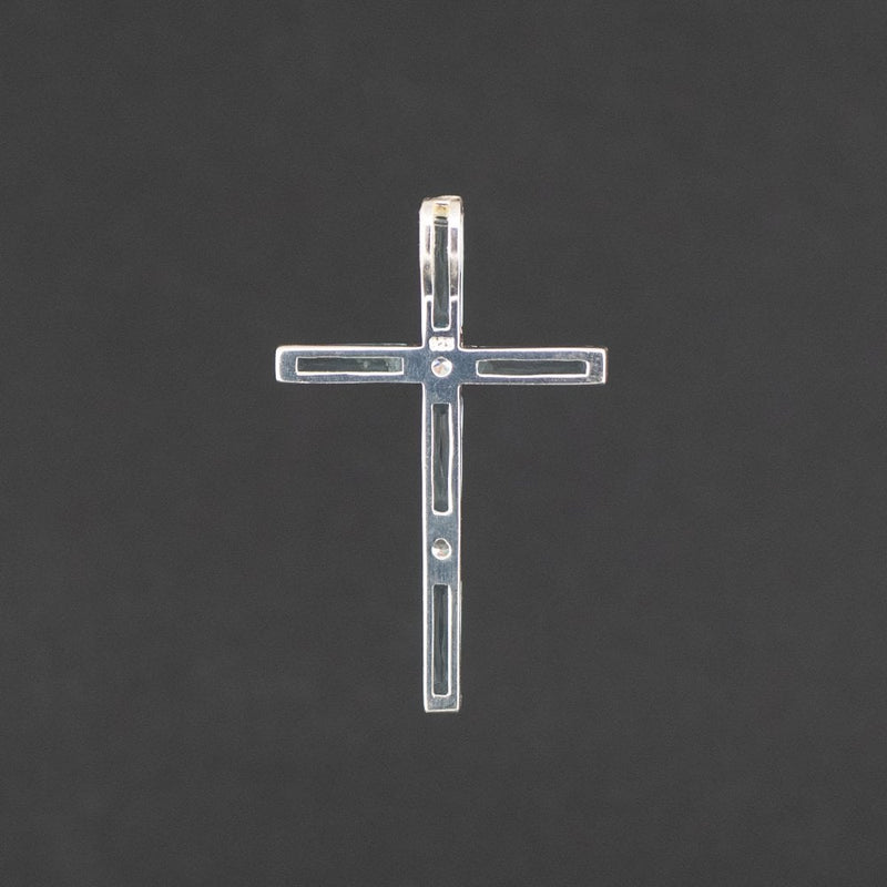 Silver 925 Blue Stone Cross Pendant 3.7 grams
