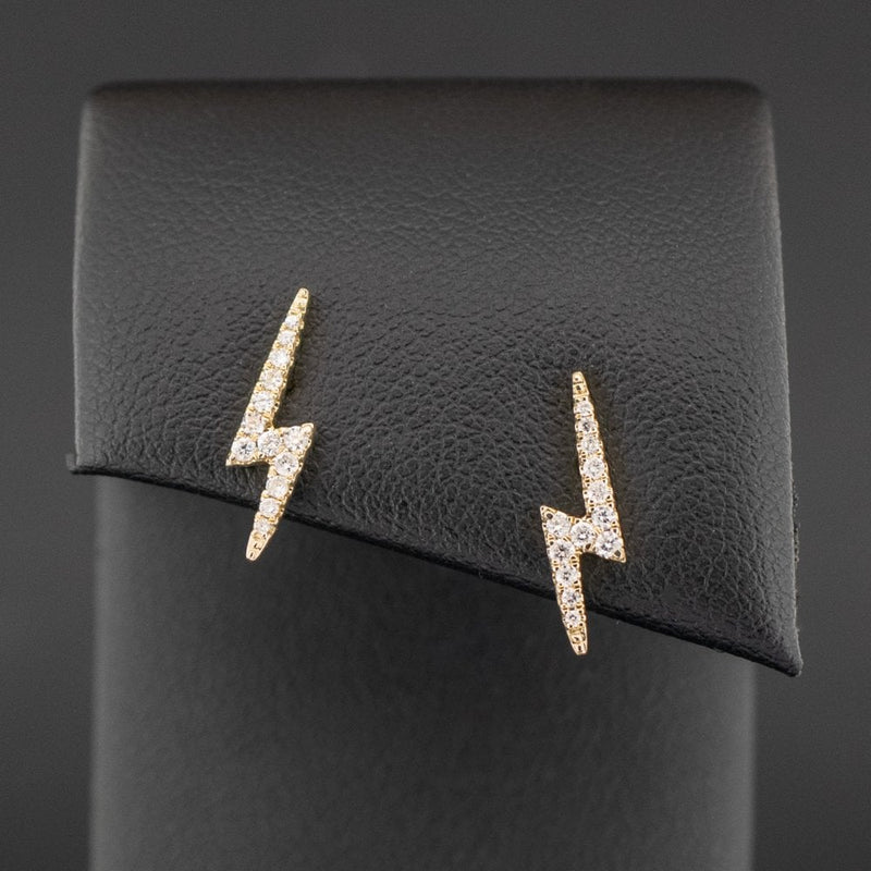 9ct Yellow Gold 0.17ct Diamond Lightning Stud Earrings