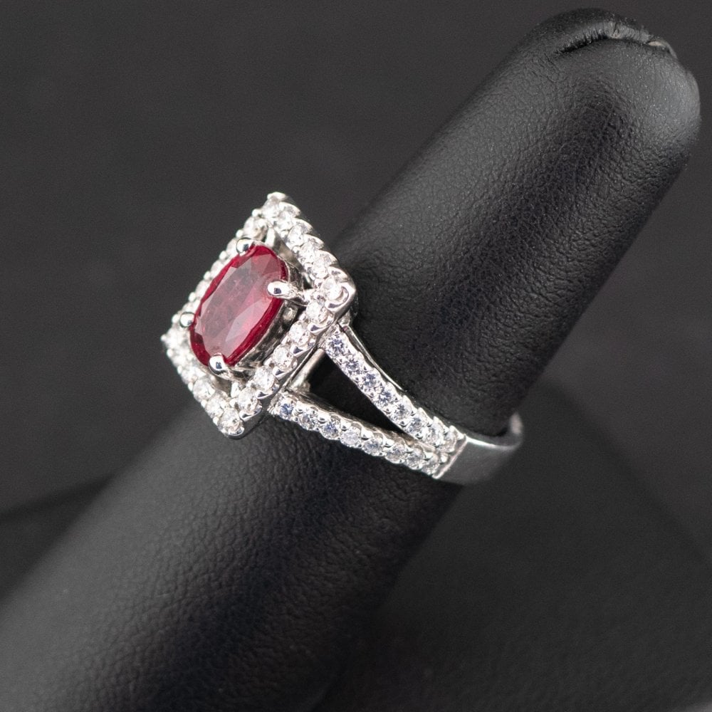 18ct White Gold Oval 1.58ct Ruby and 0.75Ct Diamond Ring with GIA Certificate