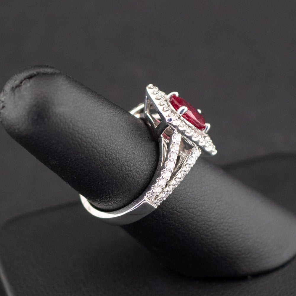 18ct White Gold Oval 1.58ct Ruby and 0.75Ct Diamond Ring with GIA Certificate