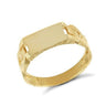9ct Yellow Gold Rectangular Signet Ring With Barked Shoulders