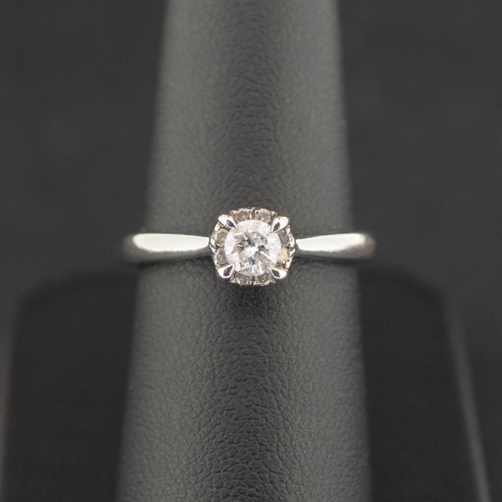 Palladium 950 0.33ct Diamond Clawed Halo Ring Size N