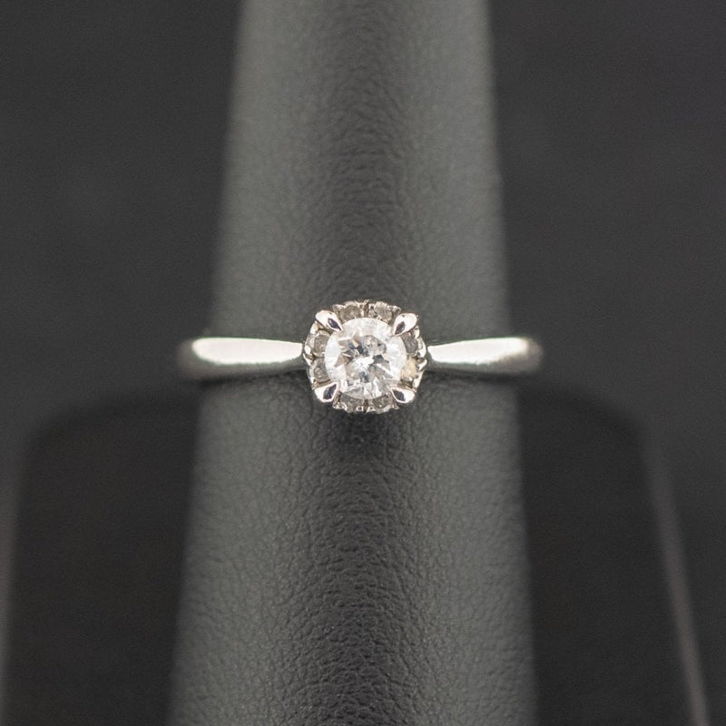 Palladium 950 0.33ct Diamond Clawed Halo Ring Size N