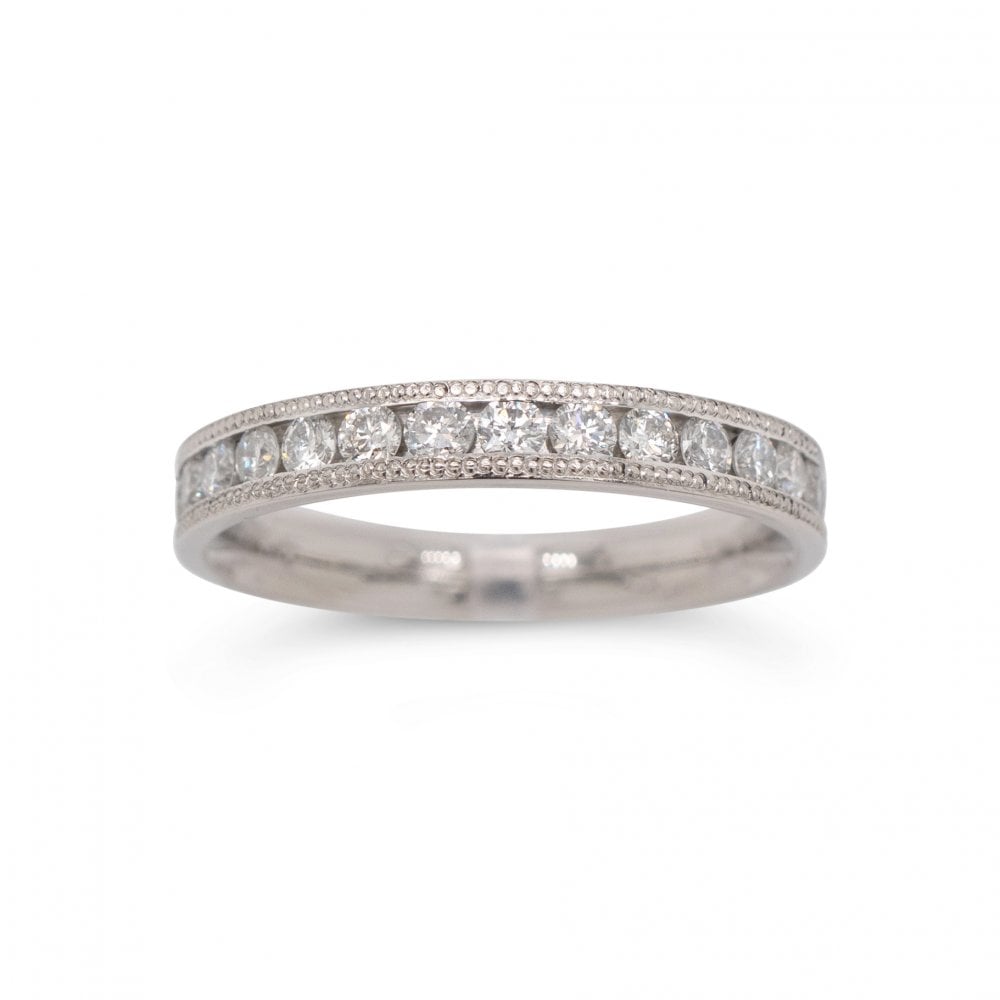 Brand New Platinum Approx. 0.45ct Channel Set Diamond Engagement Ring Size M