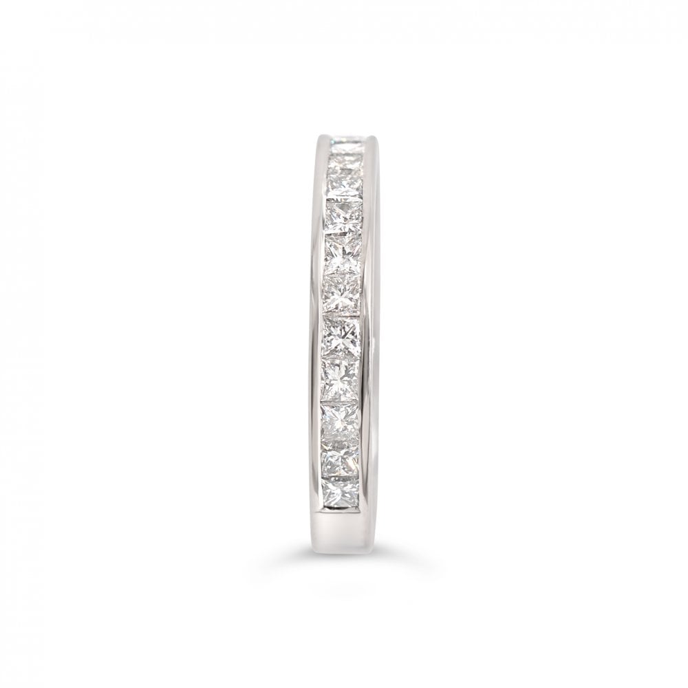 Platinum Approx. 0.75ct Channel Set Princess Cut Diamond Engagement Ring Size M 1/2
