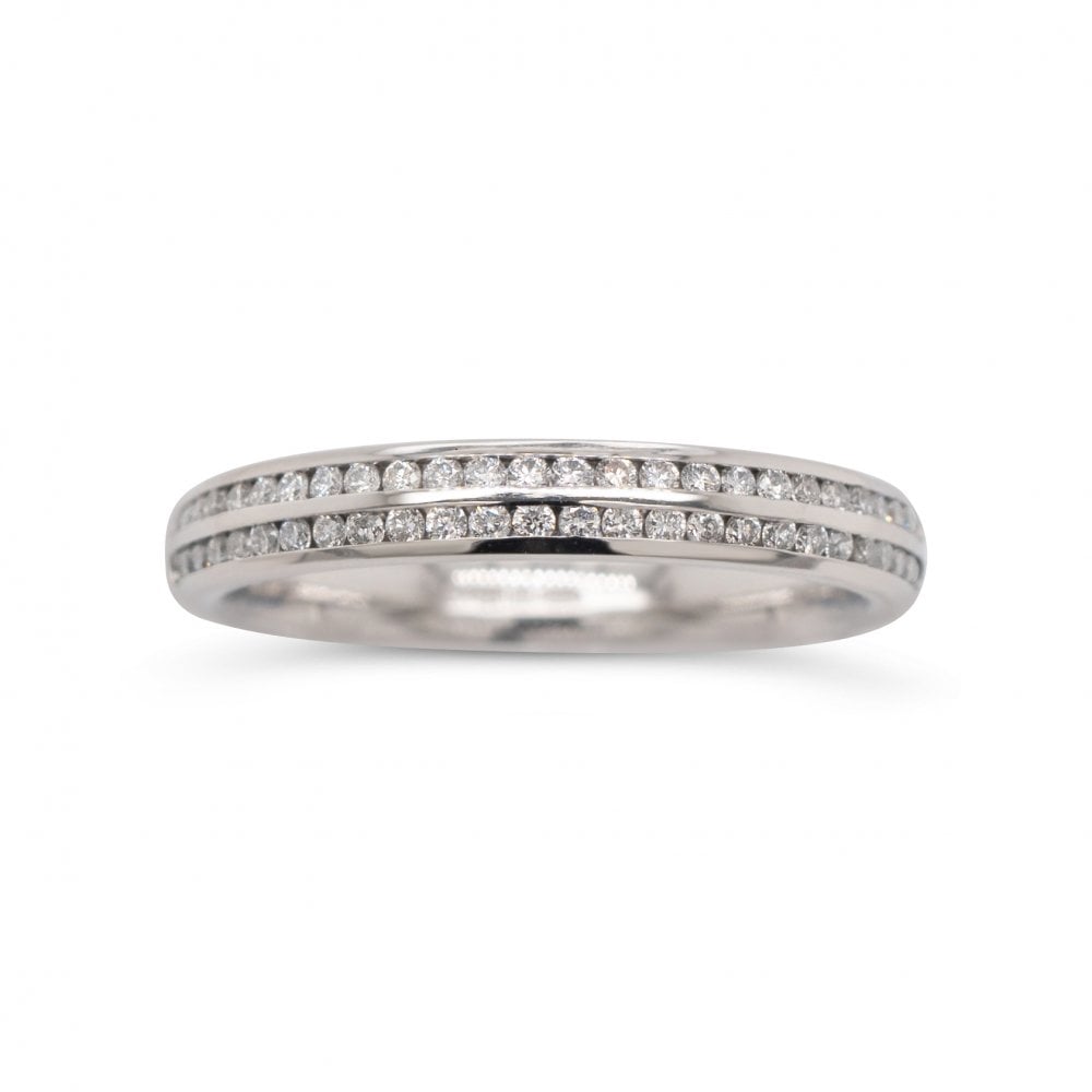 Platinum Approx. 0.26ct Double Channel Set Diamond Ring Size L
