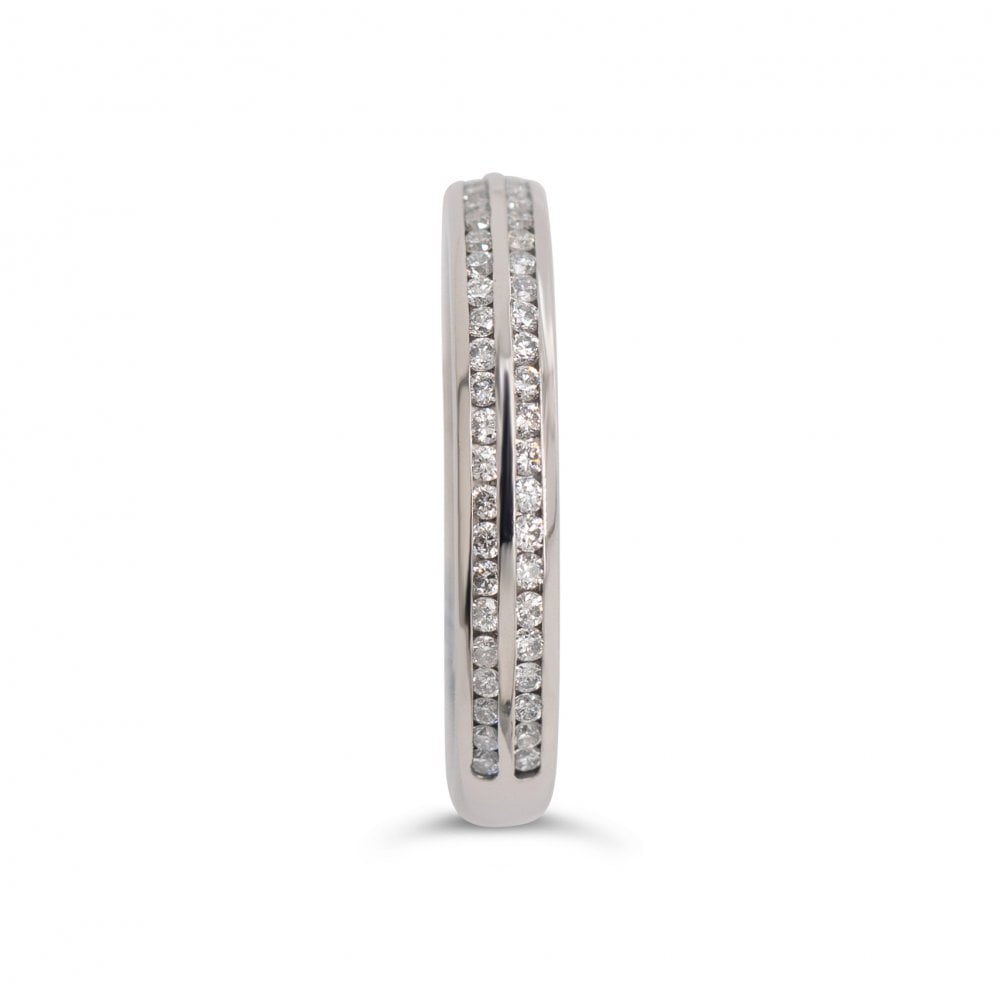 Platinum Approx. 0.26ct Double Channel Set Diamond Ring Size L