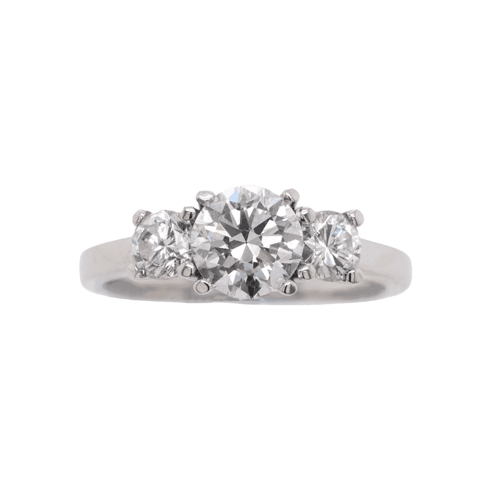 18ct White Gold 1.3ct E/VS2 Diamond Trilogy Ring 3.8g