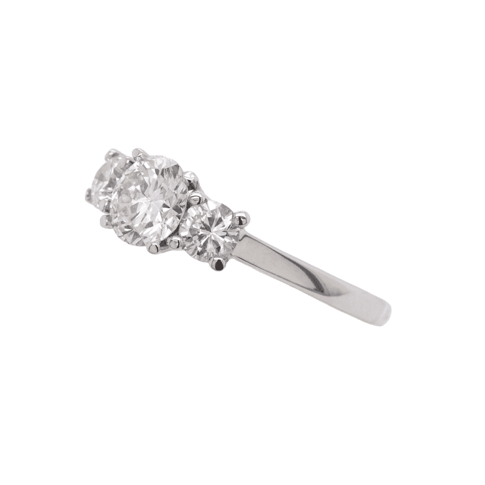 18ct White Gold 1.3ct E/VS2 Diamond Trilogy Ring 3.8g