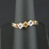 9ct Yellow Gold Orange and White Stone Offset Trilogy Ring Size N 3.0g