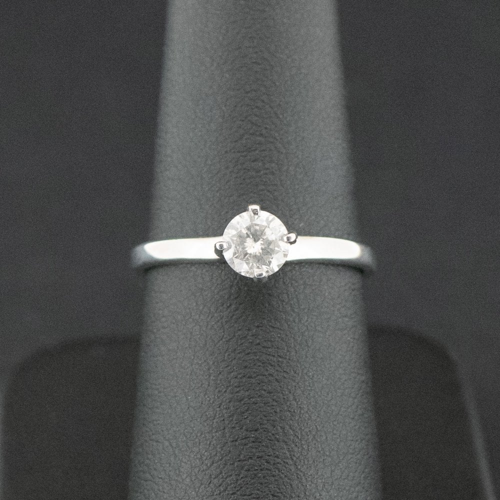 9ct White Gold Approx. 0.40ct Diamond Solitaire Ring Size L 1/2 1.8g