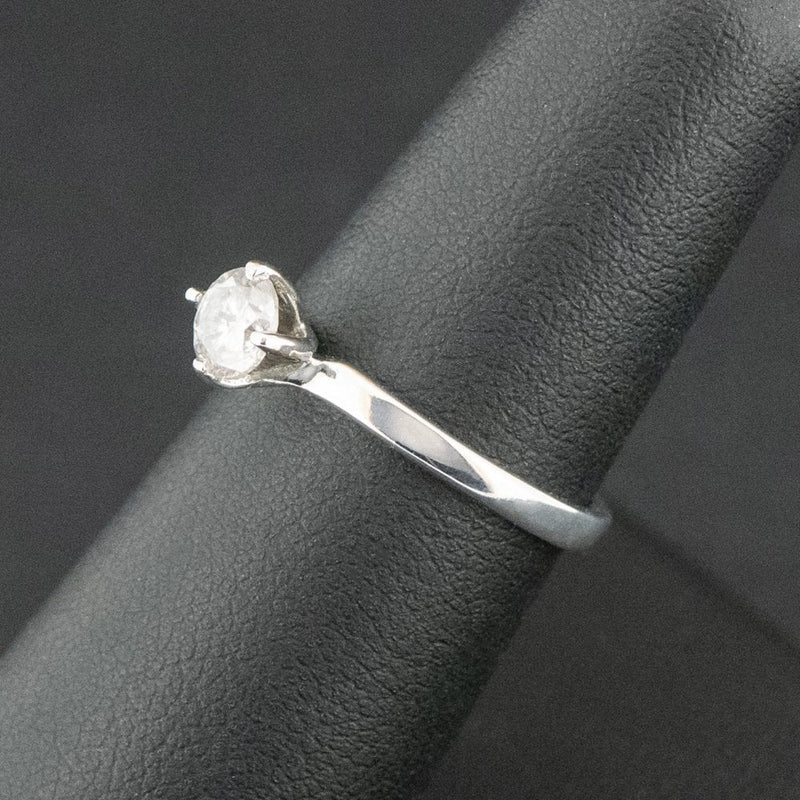 9ct White Gold Approx. 0.40ct Diamond Solitaire Ring Size L 1/2 1.8g