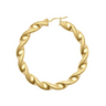 9ct Yellow Gold 52mm Frosted Twist Hoop Earrings