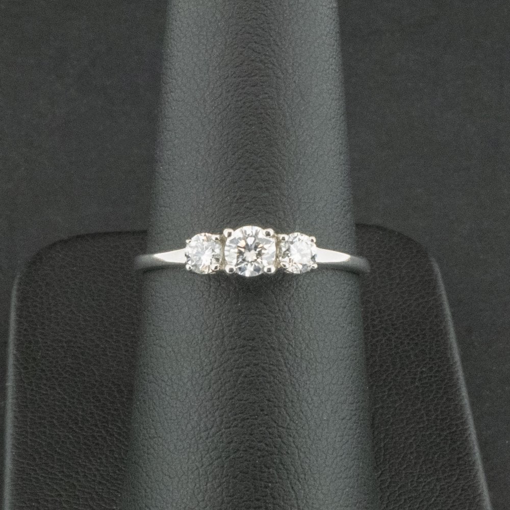 Platinum Approx. 0.33ct Diamond Trilogy Ring Size O 1/2 2.0g