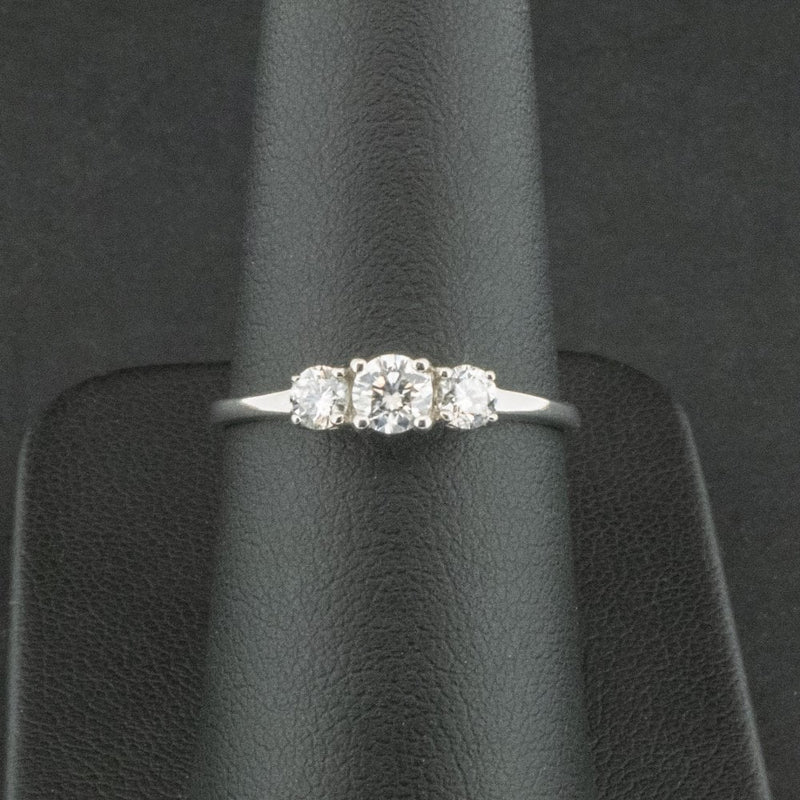 Platinum Approx. 0.33ct Diamond Trilogy Ring Size O 1/2 2.0g