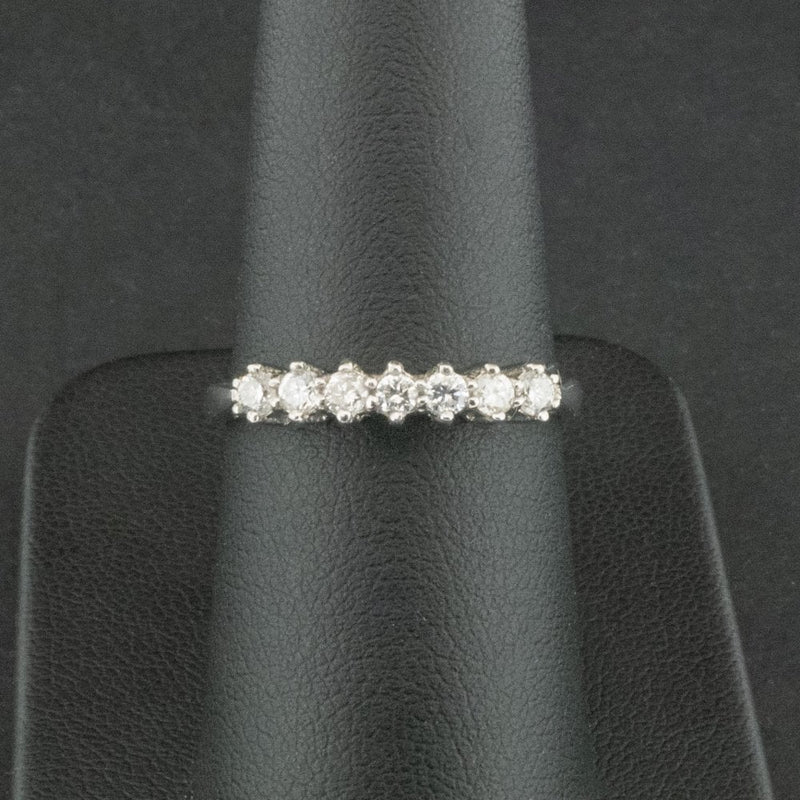 Platinum Approx. 0.33ct Diamond 7 Stone Ring Size O 1/2 3.8g