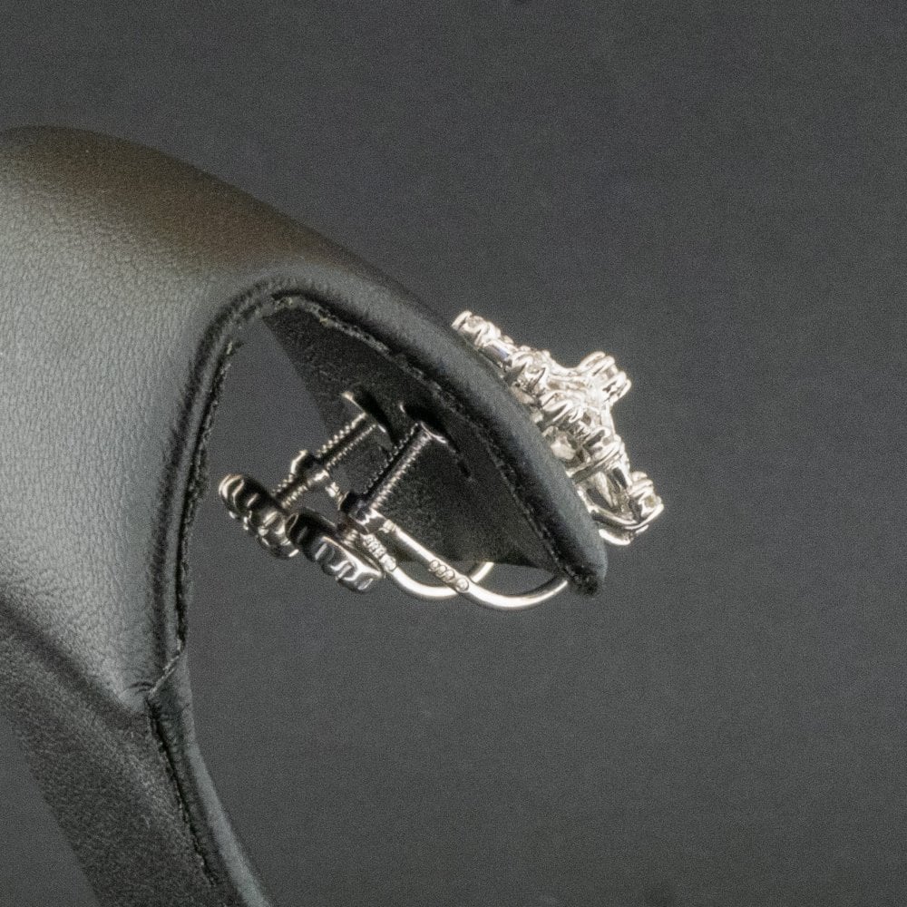 14ct White Gold 0.30ct Diamond Cluster Screw On Earrings 4.3g