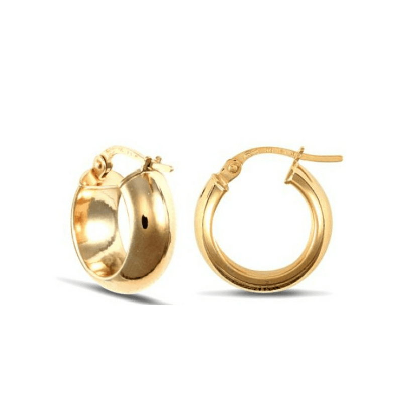 9ct Yellow Gold 14mm D Shape Earrings