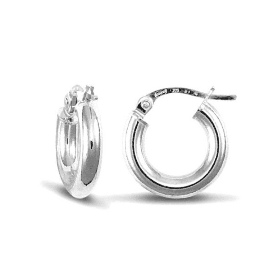 9ct White Gold 16mm Hoop Earrings