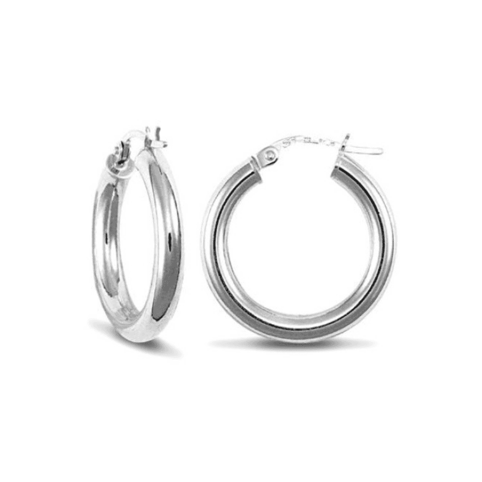 9ct White Gold 20mm Hoop Earrings