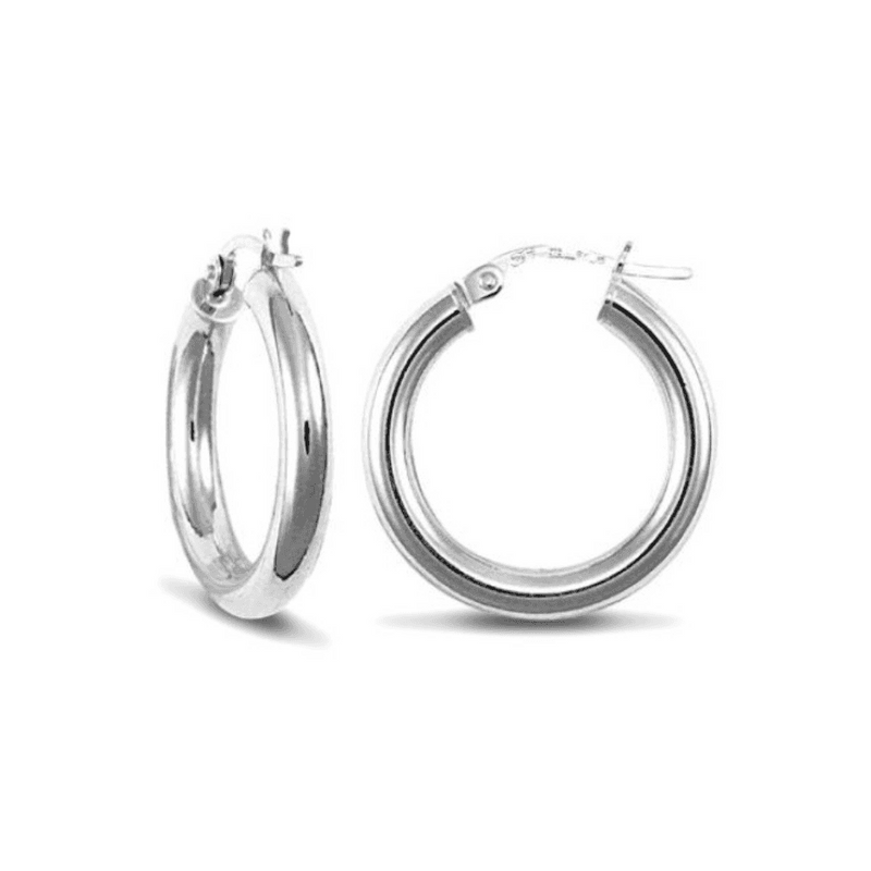 9ct White Gold 20mm Hoop Earrings