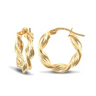 9ct Yellow Gold 22mm Barked Twist Hoop Earrings