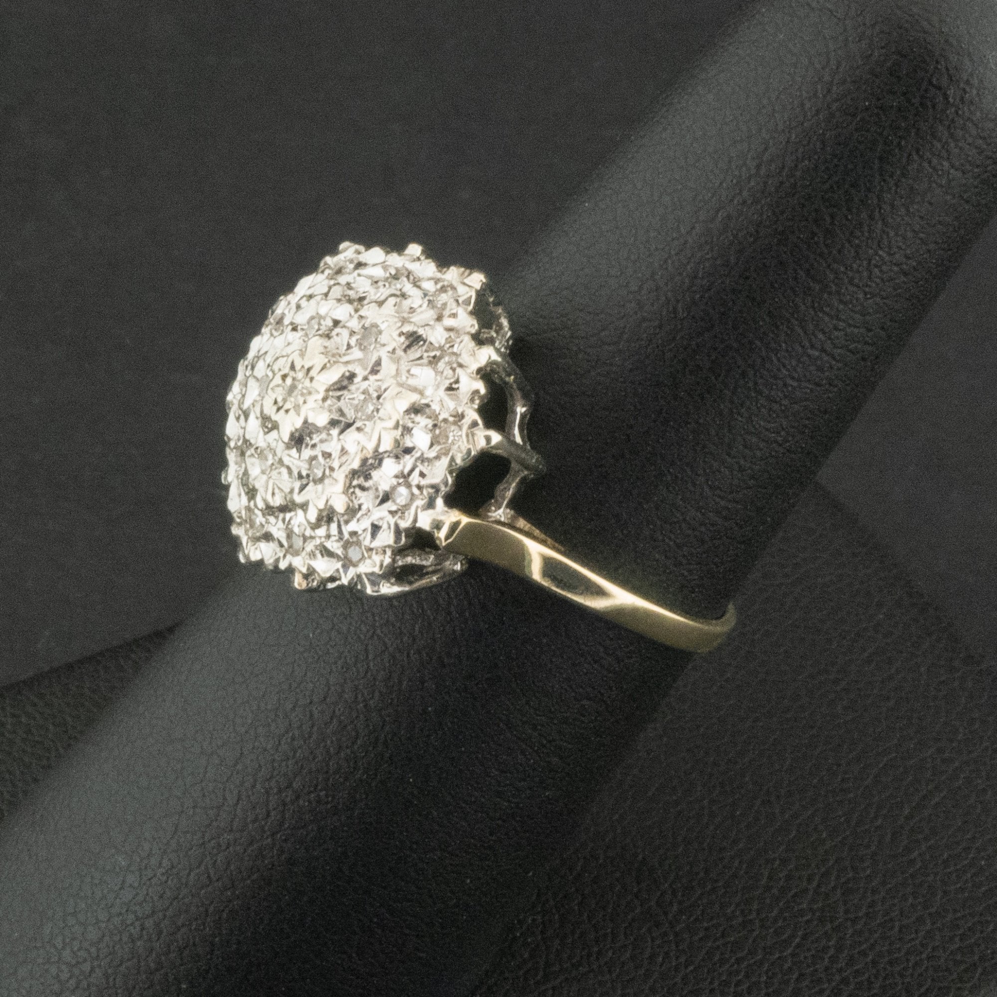 9ct Yellow Gold Diamond Illusion Set Cluster Ring Size N 3.3g