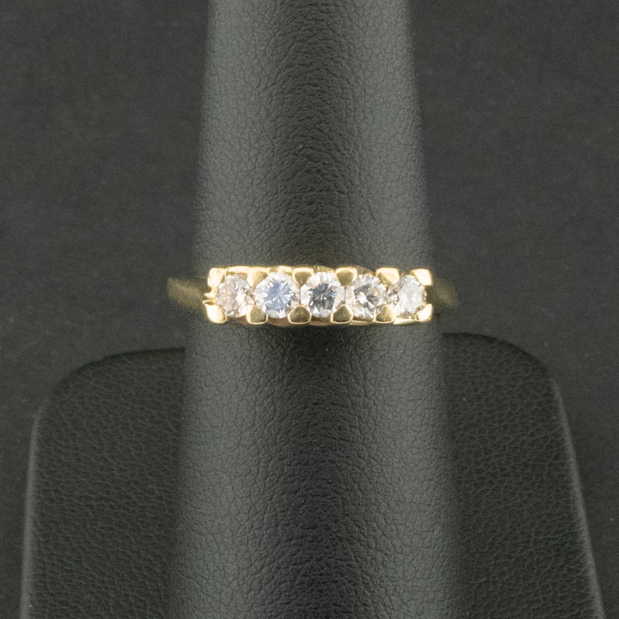 14ct Yellow Gold 0.35ct Diamond 5 Stone Ring Size L 2.5g