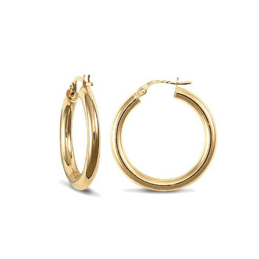 9ct Yellow Gold 25mm Hoop Earrings