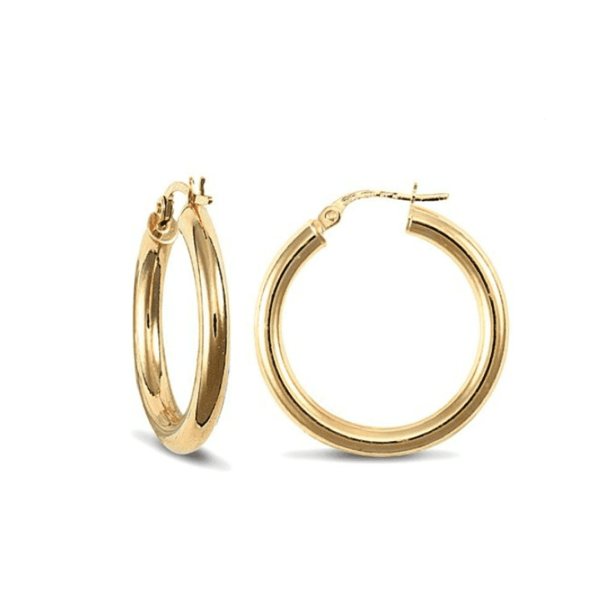 9ct Yellow Gold 14mm Hoop Earrings