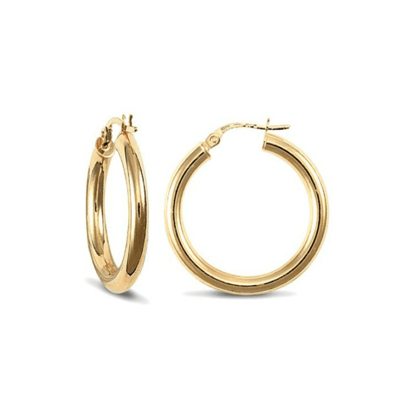 9ct Yellow Gold 14mm Hoop Earrings