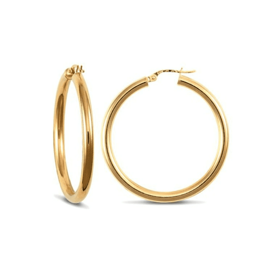 9ct Yellow Gold 35mm Hoop Earrings