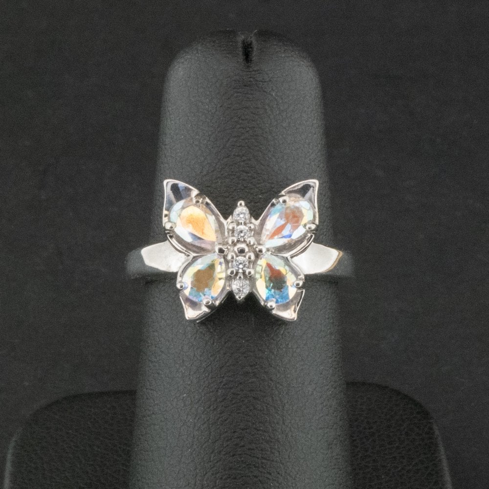 9ct White Gold Butterfly Ring Size I 1/2 3.1g