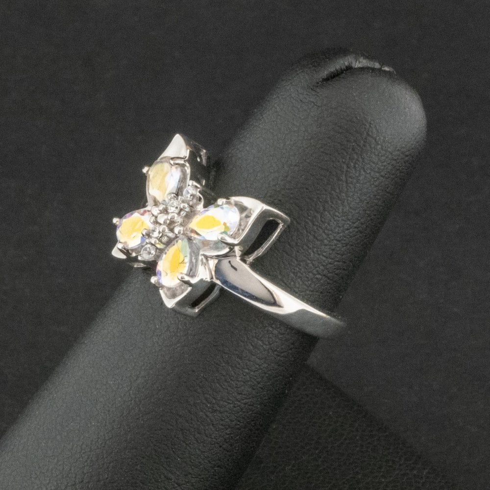 9ct White Gold Butterfly Ring Size I 1/2 3.1g