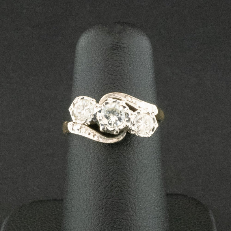 18ct Yellow Gold Approx. 0.55ct Diamond Trilogy Ring Size H 1/2 3.1g