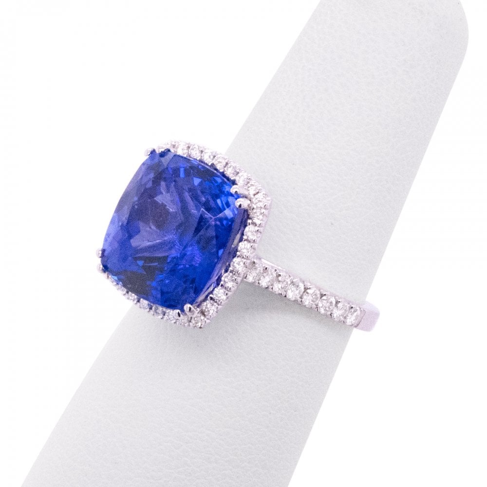 9.32ct Royal Blue Tanzanite & 0.43ct Diamond Platinum Ring