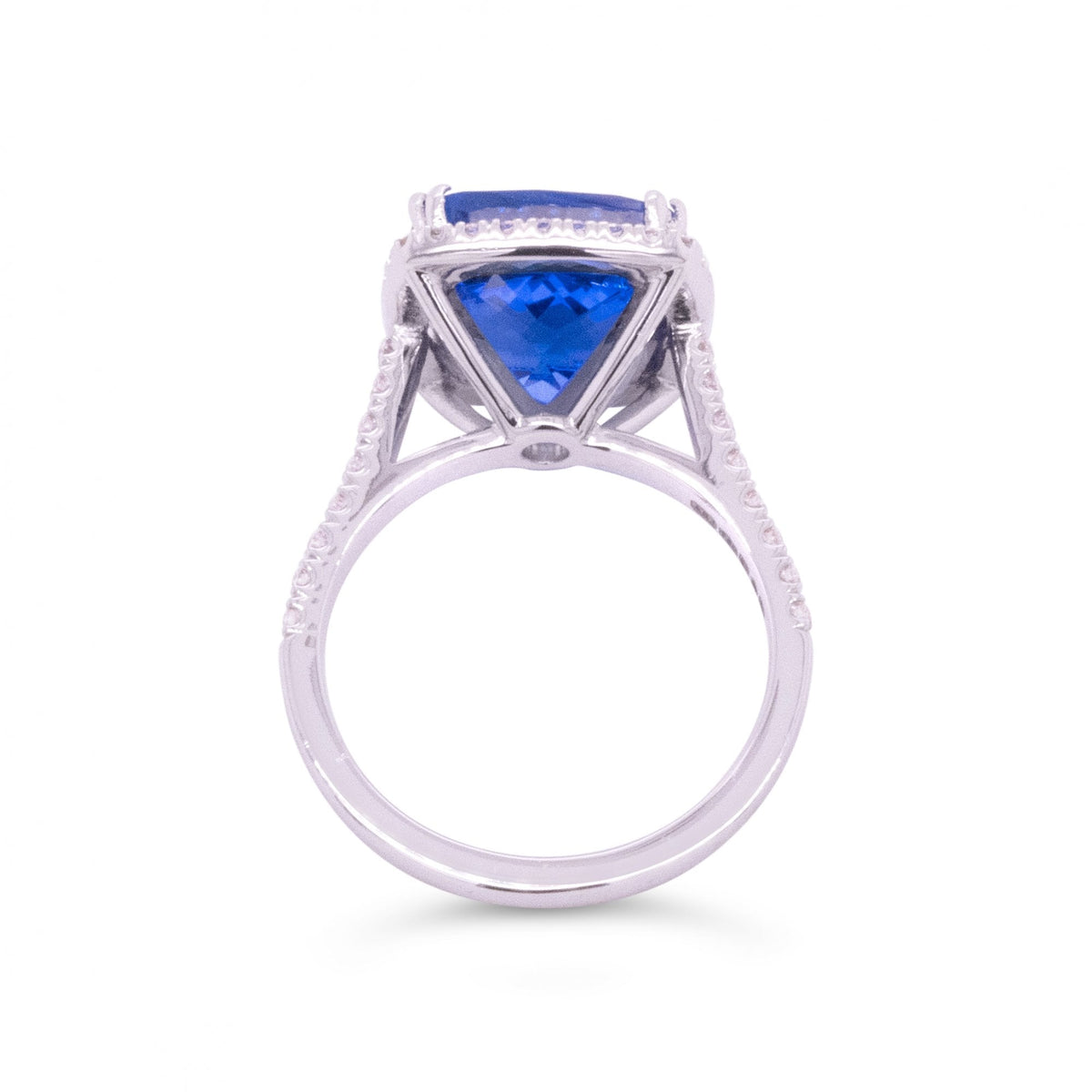 9.32ct Royal Blue Tanzanite & 0.43ct Diamond Platinum Ring