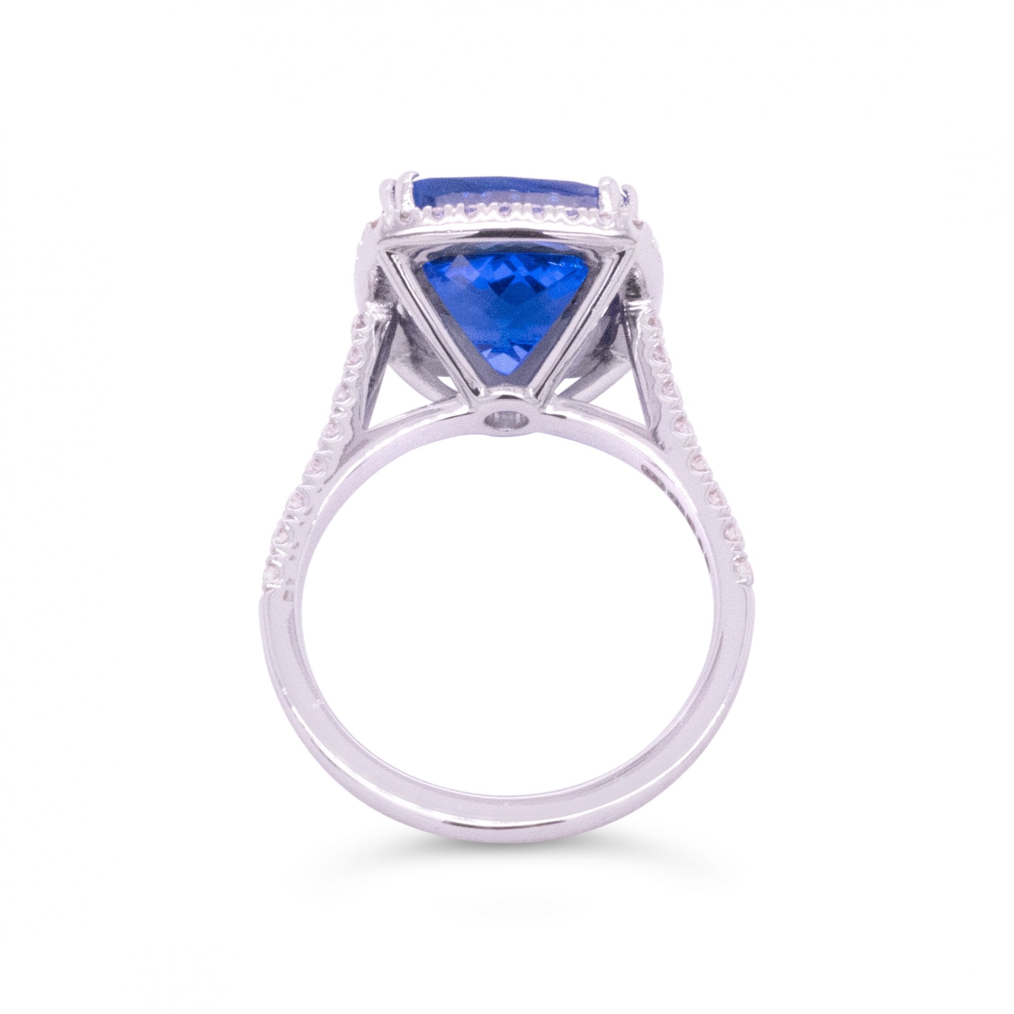 9.32ct Royal Blue Tanzanite & 0.43ct Diamond Platinum Ring