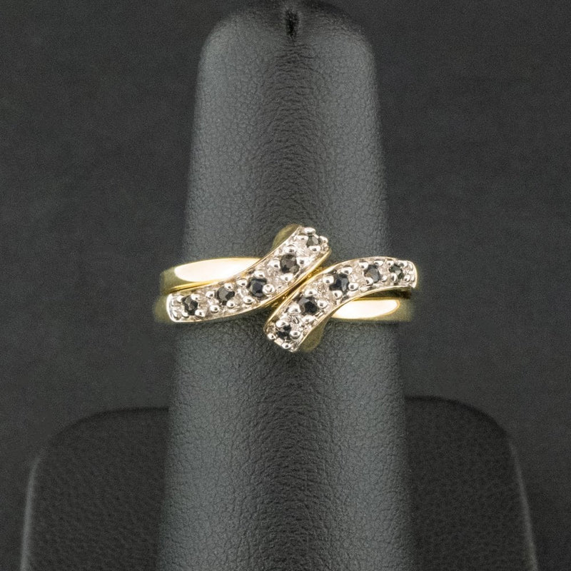 9ct Yellow Gold Sapphire Interlocking Twist Ring Size K 3.4g