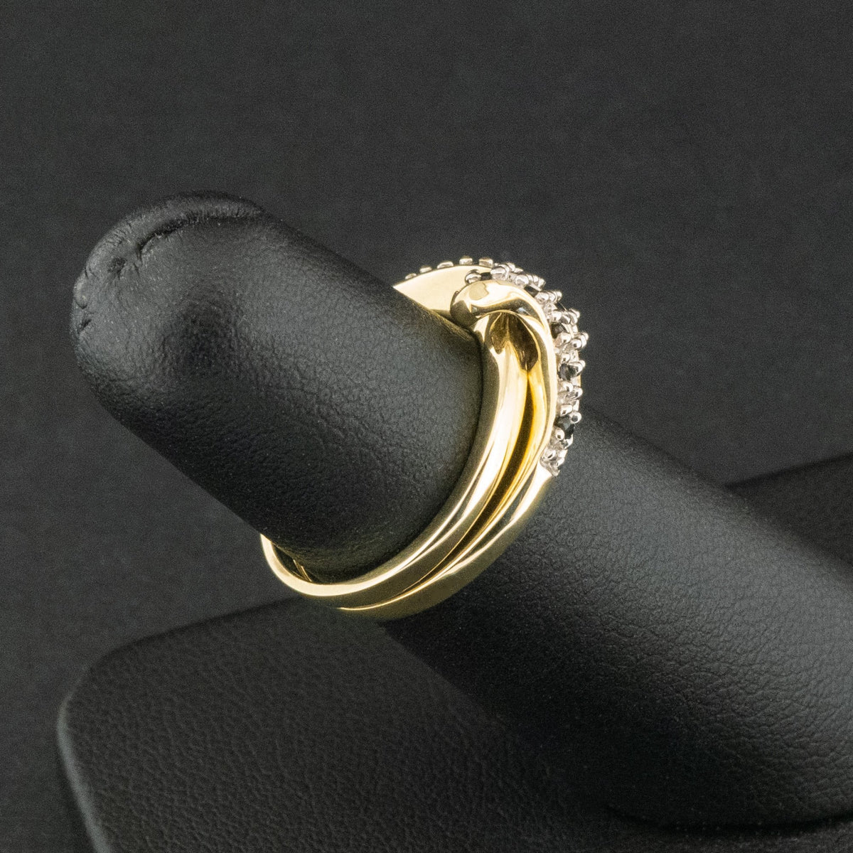 9ct Yellow Gold Sapphire Interlocking Twist Ring Size K 3.4g