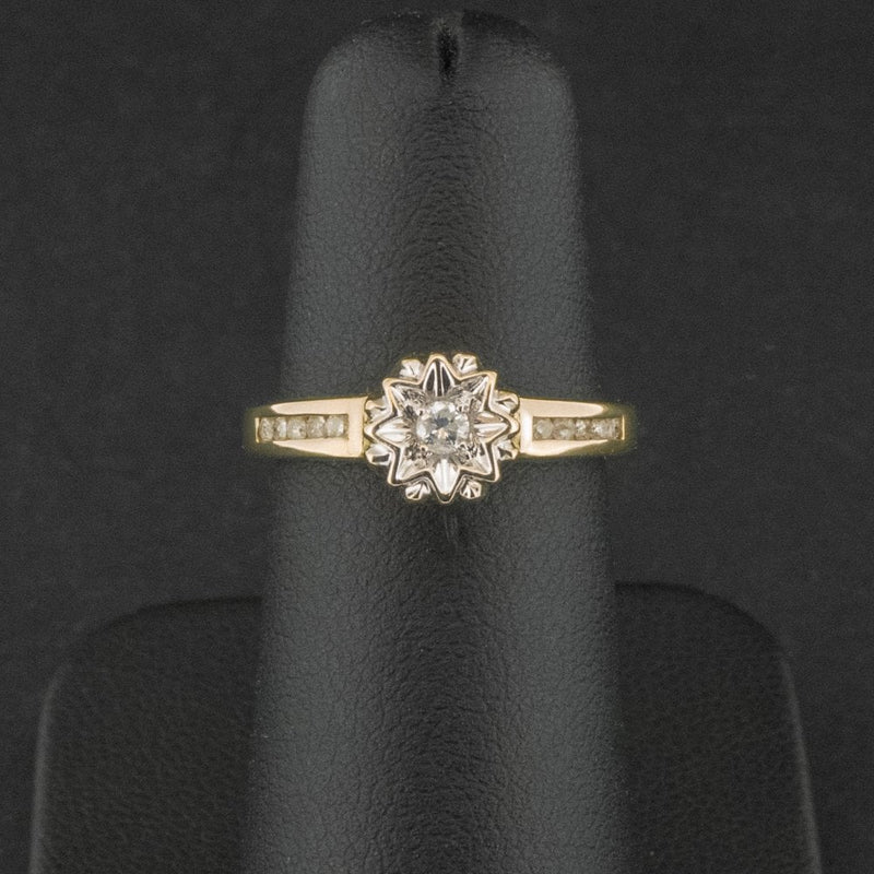 9ct Yellow Gold 0.15ct Diamond Illusion Set Ring Size J 1.8g