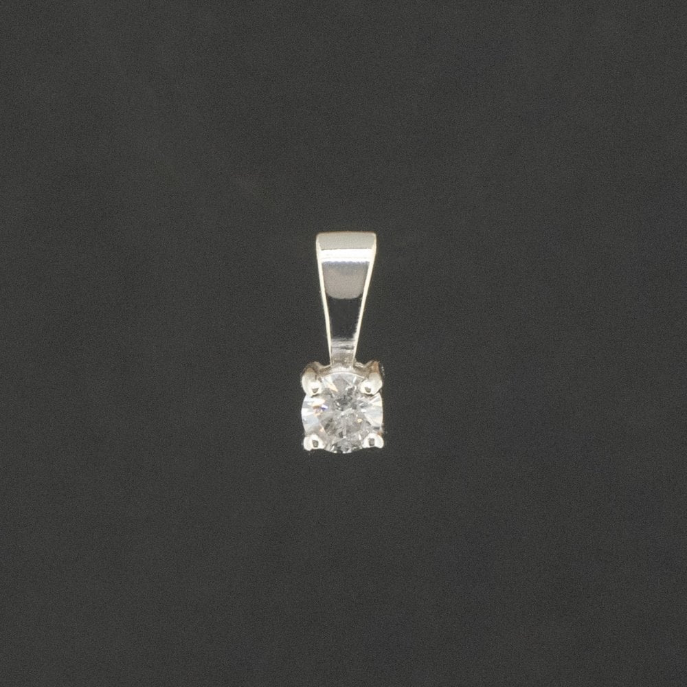 9ct White Gold 0.15ct Diamond Pendant 0.5gms