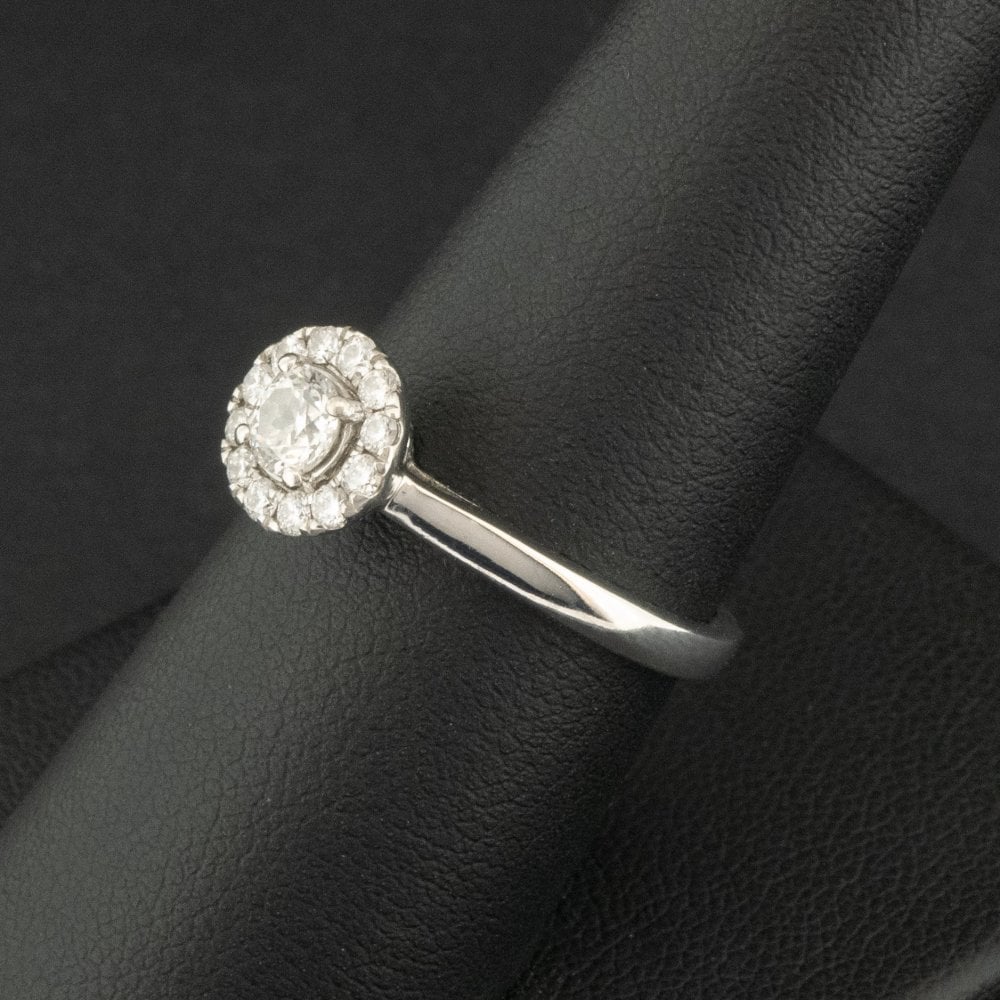 18ct White Gold 0.50ct Forever Diamond Halo Ring Size O 1/2 4.1g