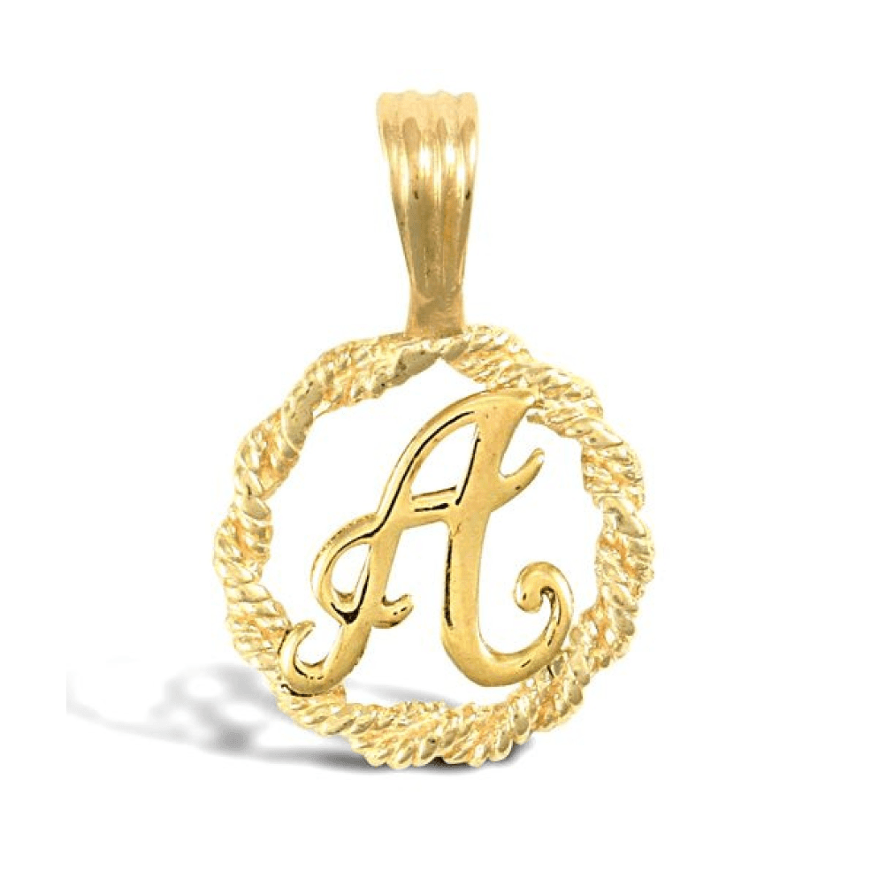 9ct Yellow Gold Rope Initial A Pendant