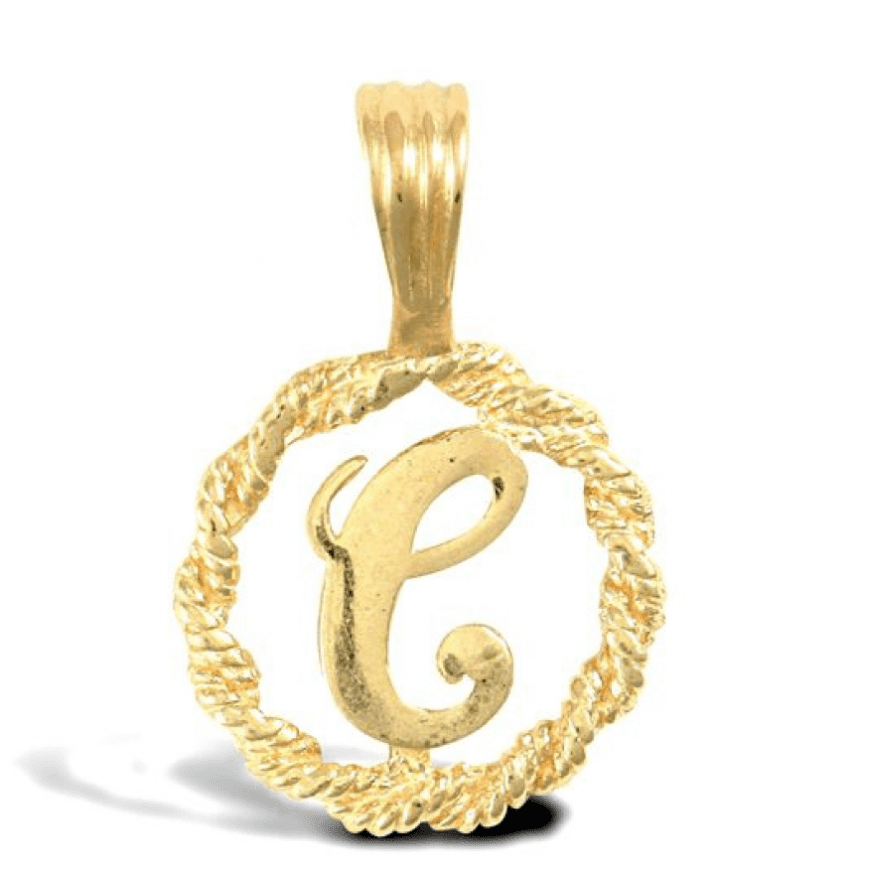 9ct Yellow Gold Rope Initial C Pendant
